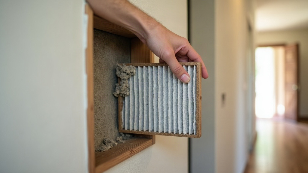 Technician inspecting an older AC system at a ranch-style home in North Richland Hills, TX