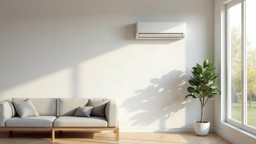 Ductless mini split indoor unit mounted on the wall of a Fort Worth, TX living room